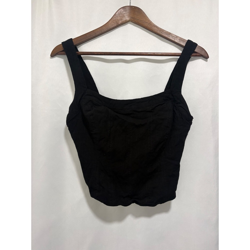 Free People Black Smocked Corset Tank‎ Top Size S